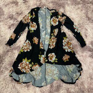 Honey & Lace Black Floral Print Cardigan